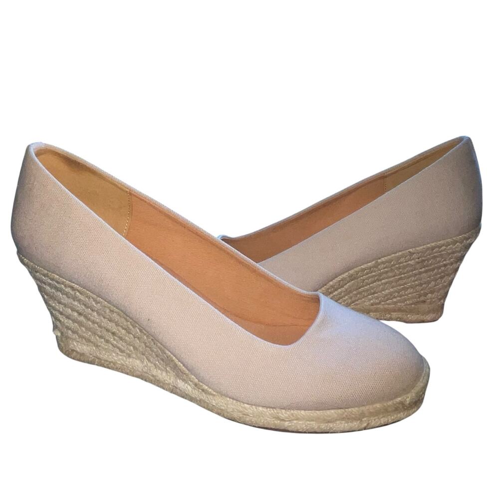 J Crew Espadrille Wedges Canvas Slip On
